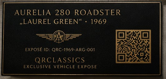 QRClassics Provenance Card für den Aurelia 280 Roadster